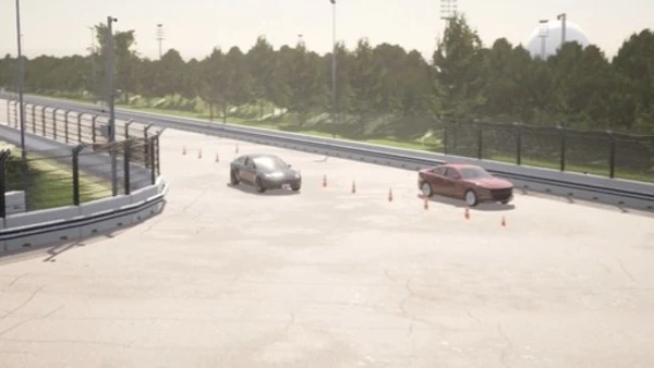 Image of two vehicles on the CARISSMA test track